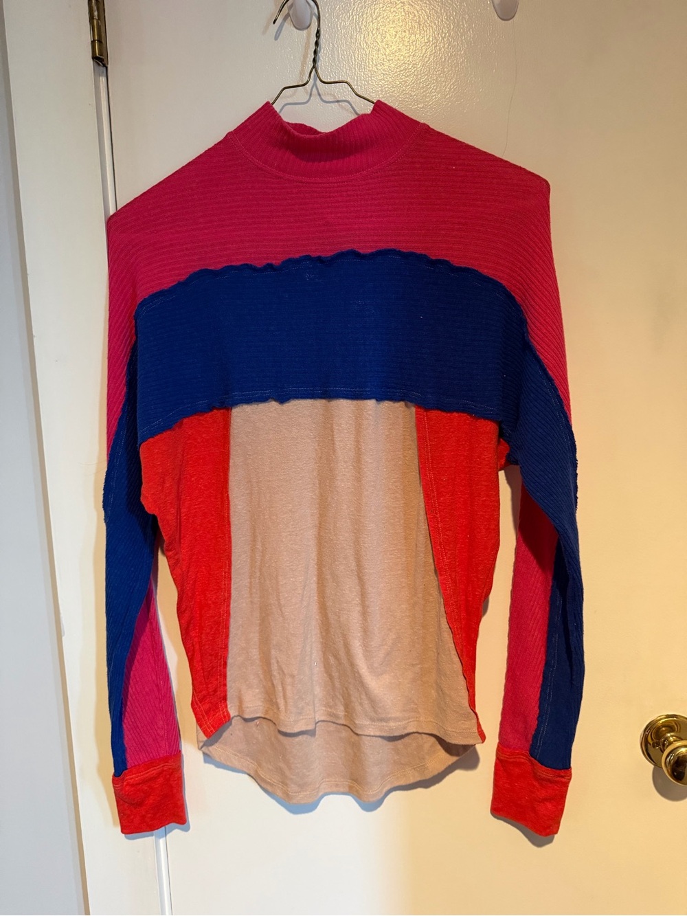 Free People Colorblock Crewneck Sweater